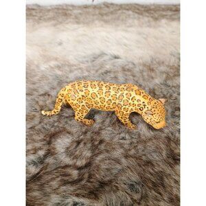 Hand-Painted Leopard Figurine Animal Statue Collectible Decor Resin 5.5" Long Vi